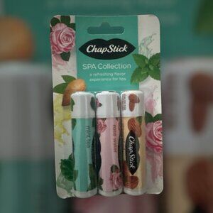 Chapstick Spa Collection 3 Pack Almond Oil, Rose Water, Mint Tea .15 Oz Ech NIP